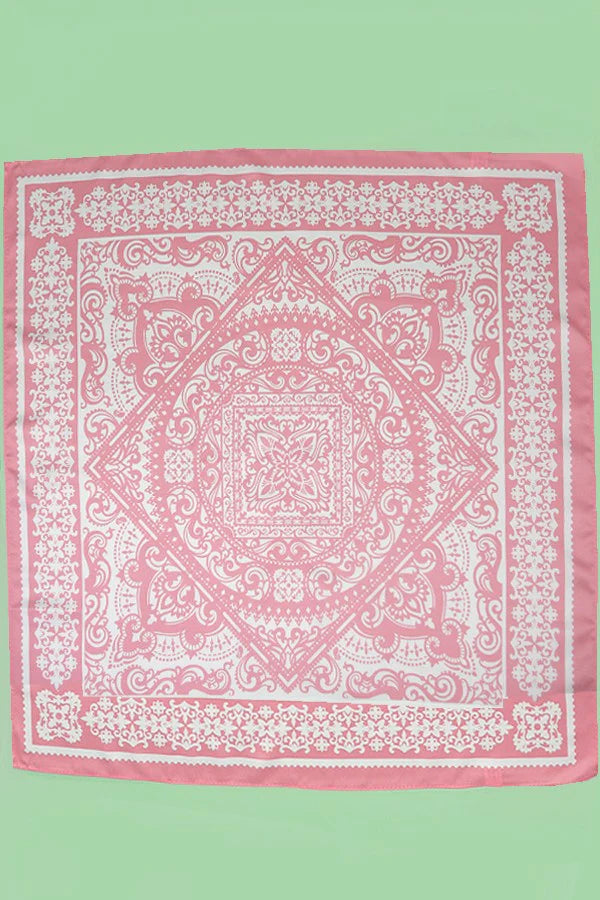 PAISLEY PINK SILK BANDANA SCARF