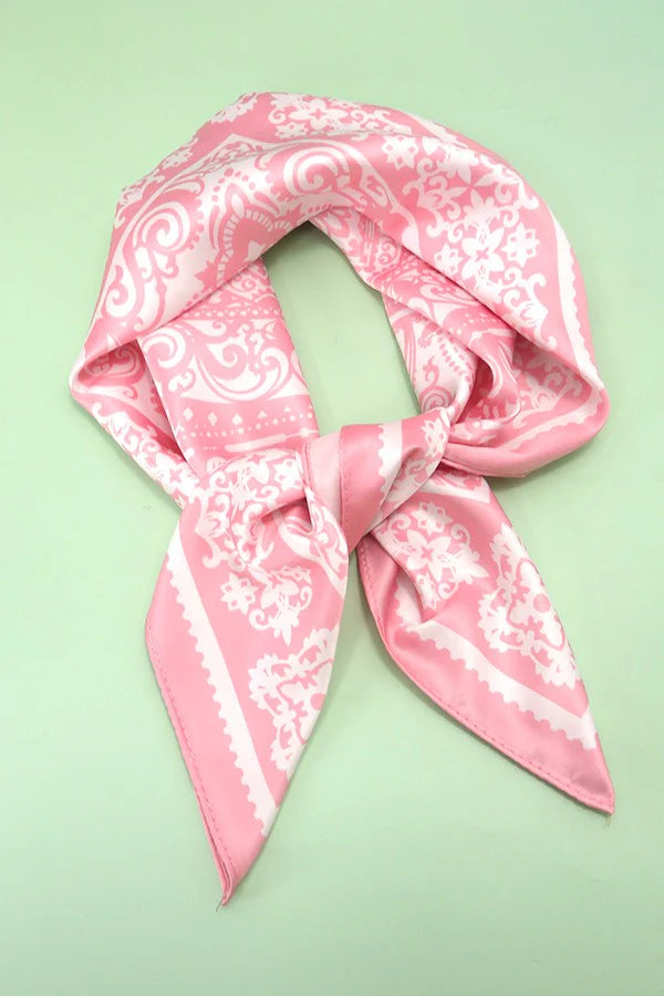 PAISLEY PINK SILK BANDANA SCARF