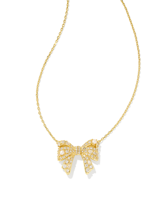 Kendra Scott: Gold Krista Bow Pendant Necklace