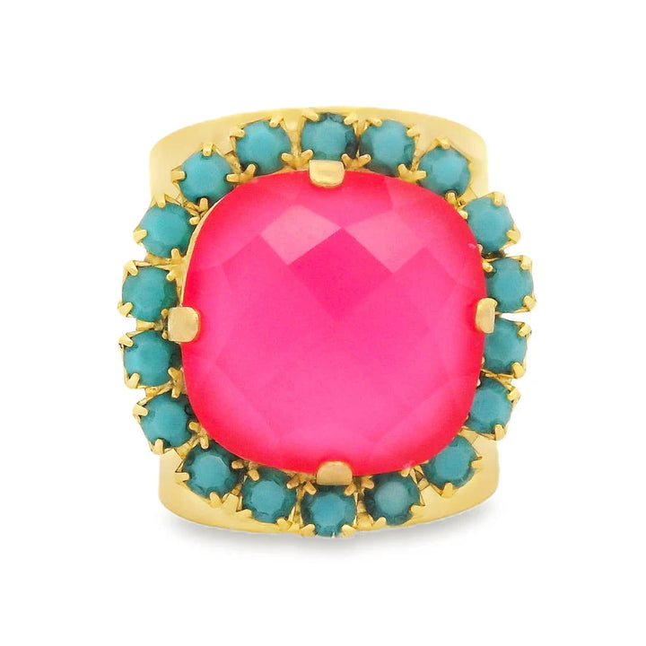 TOVA: JACCI RING- TURQUOISE &amp; ULTRA FUSCHIA