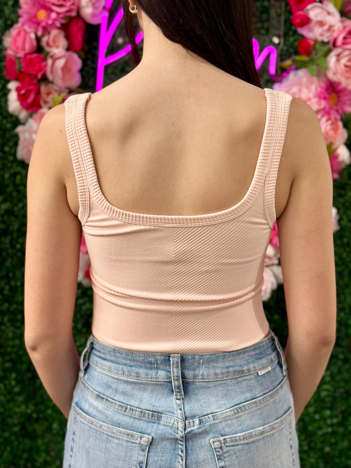 PEACHY PINK SCOOP CHEVRON TANK