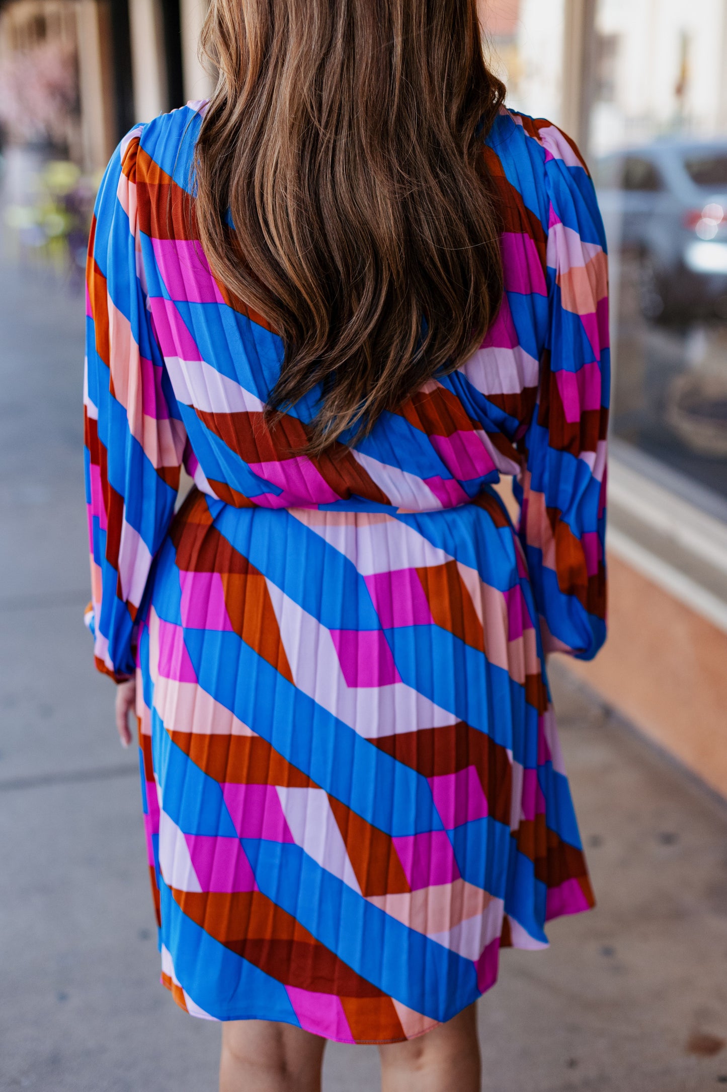 GEOMETRIC PLEATED MINI DRESS