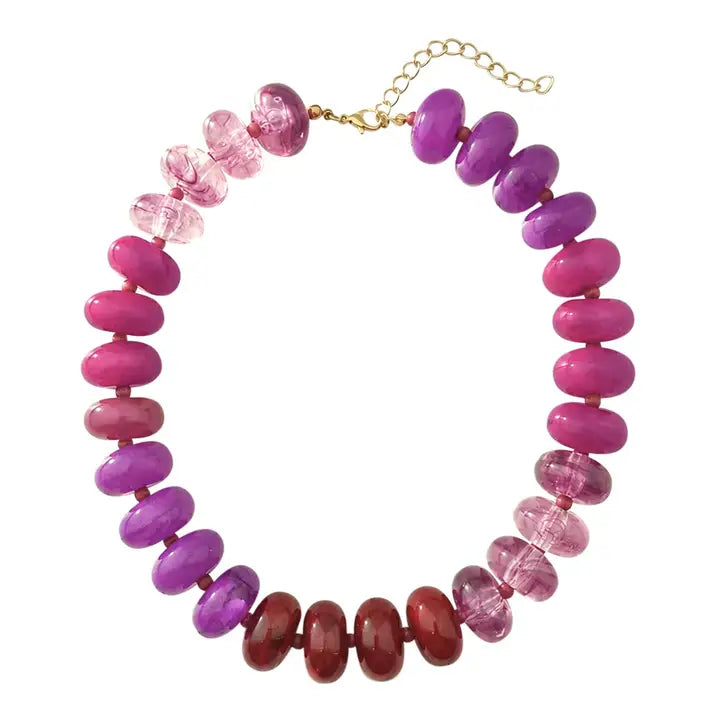 CARISSA BEADED NECKLACE -PURPLE PINK MIX