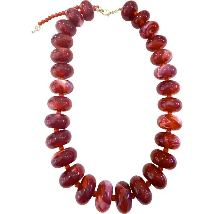 MARLAN CHUNKY BEADED NECKLACE -RED