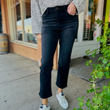 RISEN: High Rise Crop Straight Leg Jean / Black