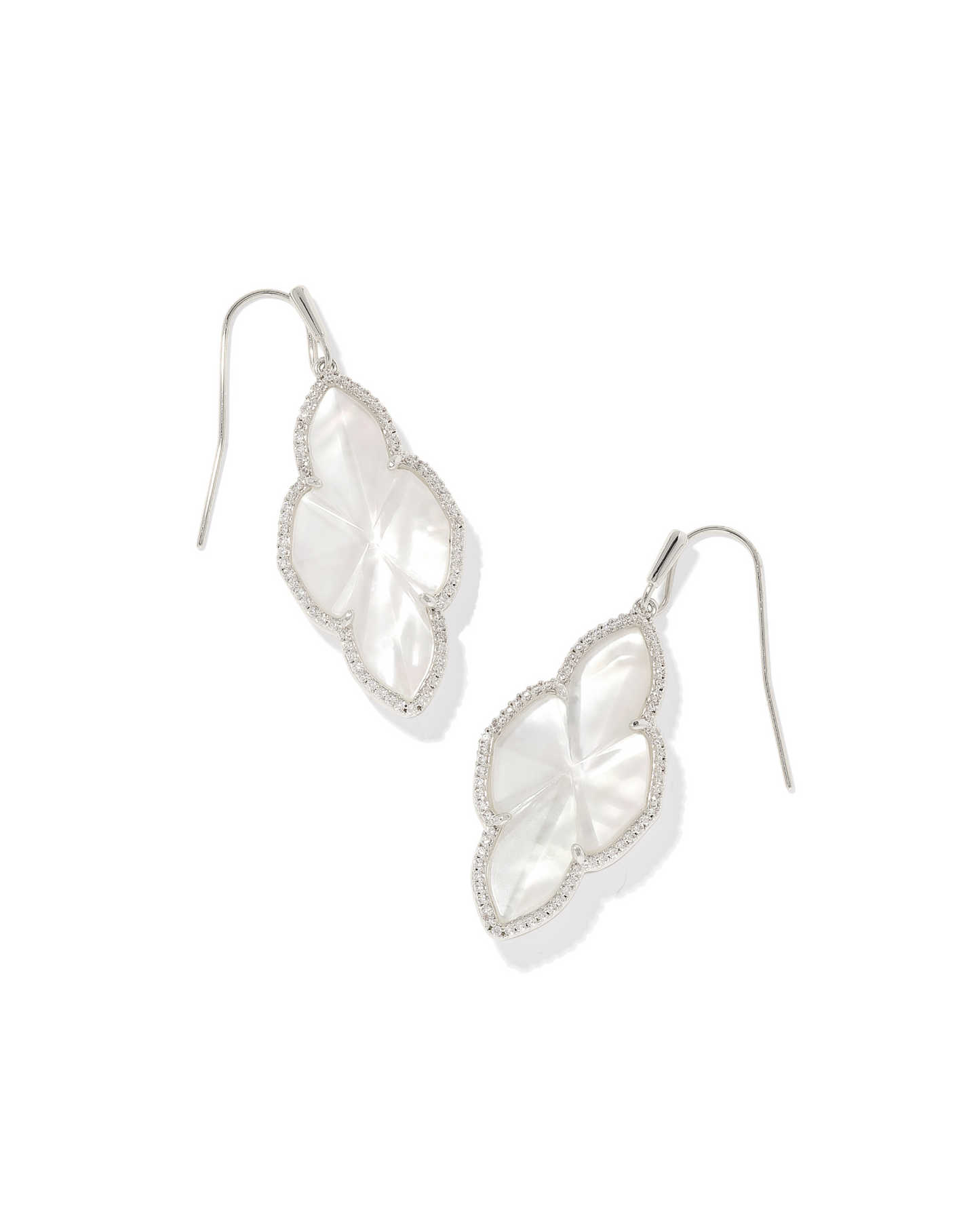 Kendra Scott: Rhodium Ivory Abbie Pave Frame Drop Earring