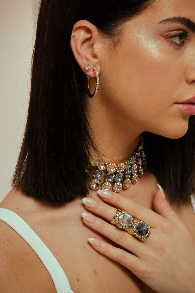 TOVA: SLIM HOOP EARRING- LIGHT SAPPHIRE