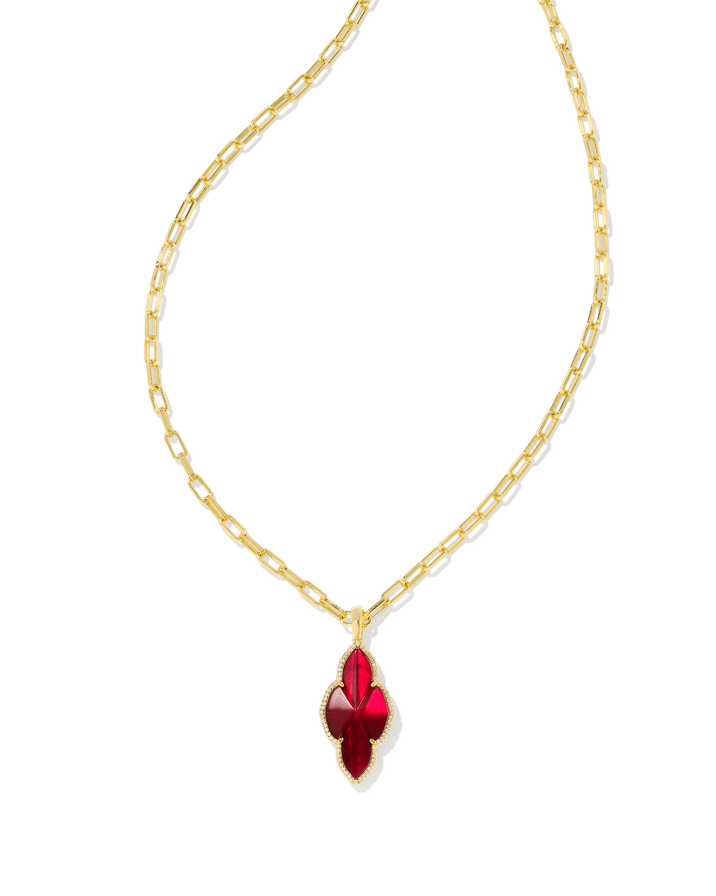 Kendra Scott: Cranberry Illusion Abbie Pave Frame Long Pendant Necklace