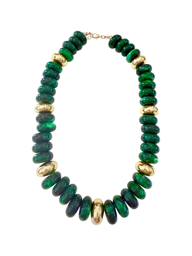 ROWELL BEADED DISC NECKLACE -EMERALD