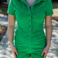 PALM SPRINGS TERRY ROMPER: KELLY GREEN