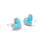 KENDRA SCOTT: ARI HEART STUD SILVER TURQUOISE