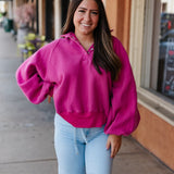 PIPER SNAP BUTTON SWEATSHIRT / FUCHSIA