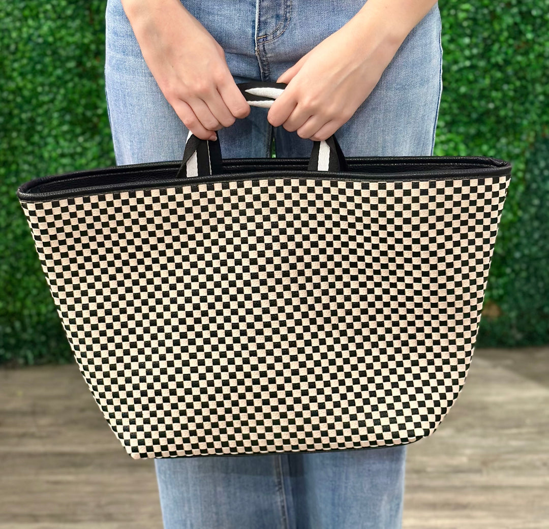 Checkered Black Tiffany Organizer Tote