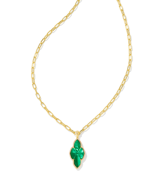 Kendra Scott: Green Illusion Abbie Pave Frame Long Pendant Necklace