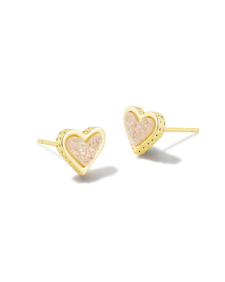 KENDRA SCOTT: FRAMED ARI HEART STUD GOLD