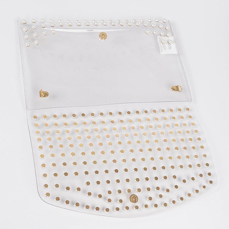 PEARL STUDDED CLEAR ENVELOPE BAG