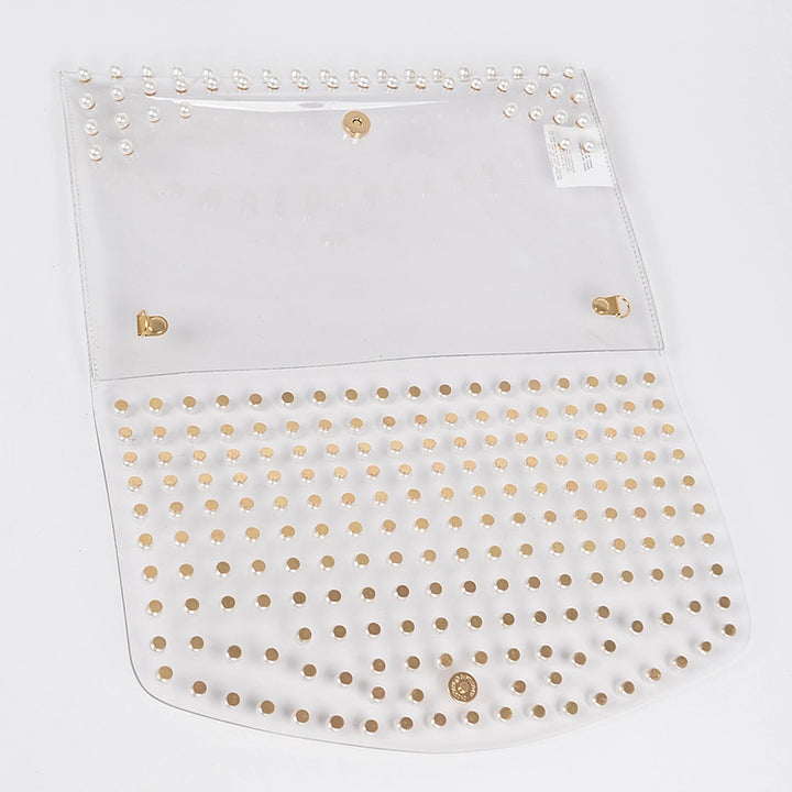 PEARL STUDDED CLEAR ENVELOPE BAG