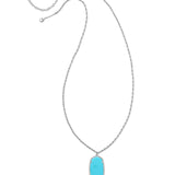 KENDRA SCOTT: RAE LONG PENDANT SILVER TURQUOISE