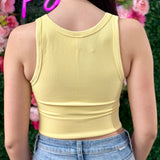 PALE LEMON HIGH NECK CHEVRON TANK