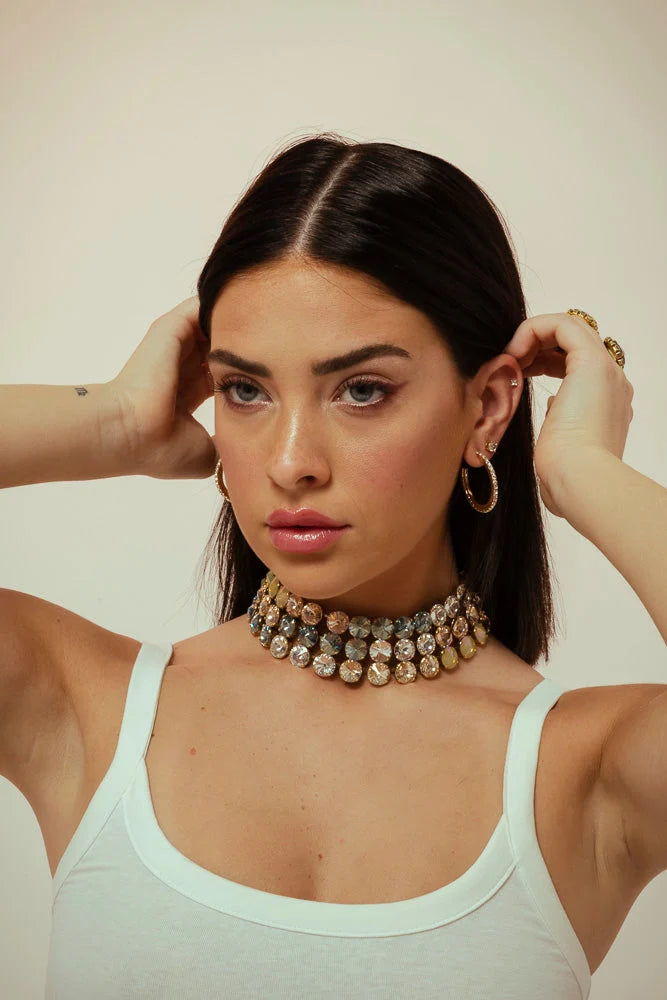 TOVA: SLIM HOOP EARRING- LIGHT SAPPHIRE