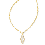 Kendra Scott: Gold Ivory Abbie Pave Frame Long Pendant Necklace