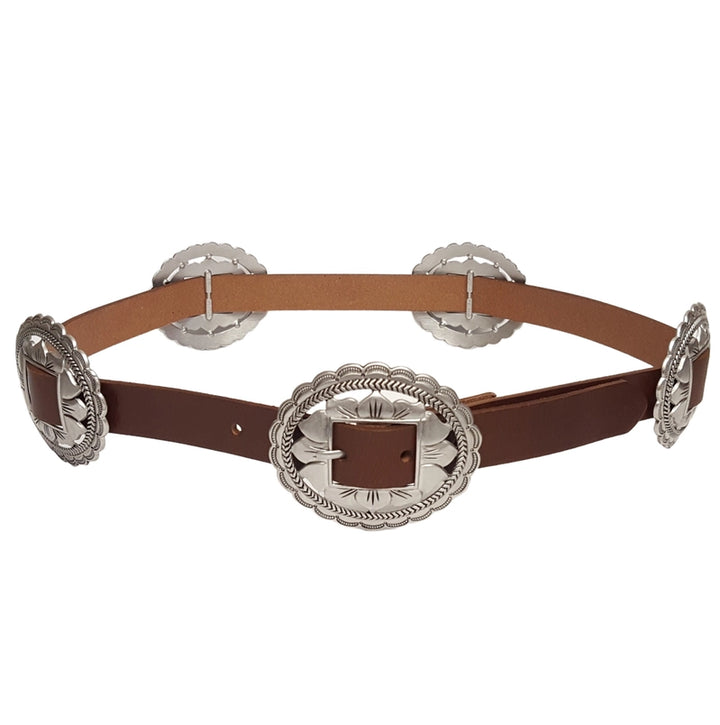 BROWN LEATHER CONCHO BELT