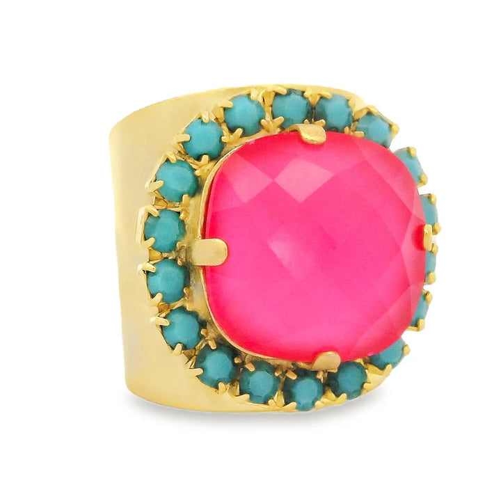 TOVA: JACCI RING- TURQUOISE &amp; ULTRA FUSCHIA