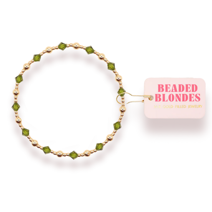 BEADED BLONDES: JUNE BRACELET- OLIVE GREEN