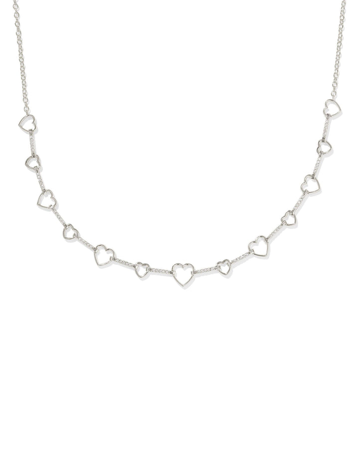 Kendra Scott: Rhodium Crystal Haisley Heart Strand Necklace