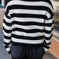 B&W STRIPE ZIP SWEATER