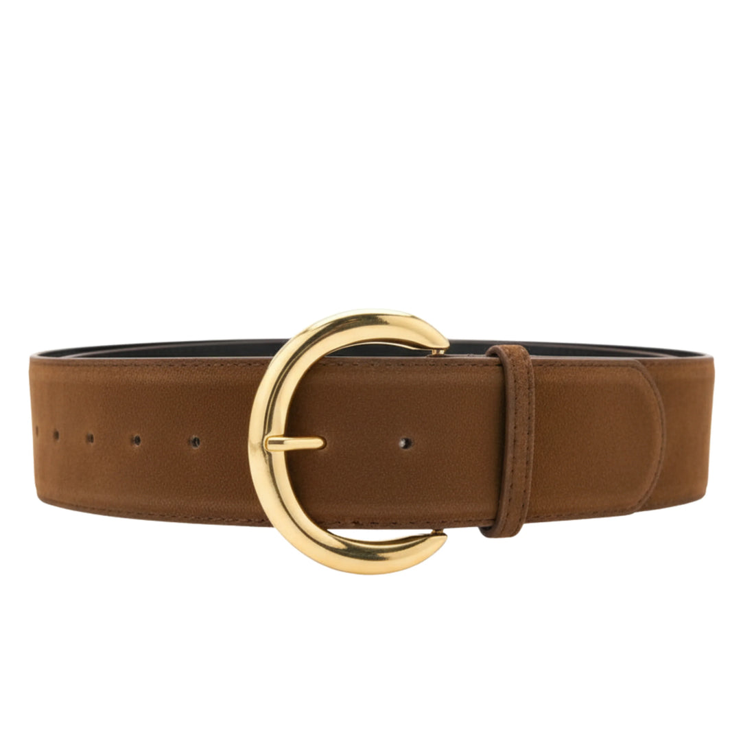 GIANNA WIDE SUEDE BELT- BROWN