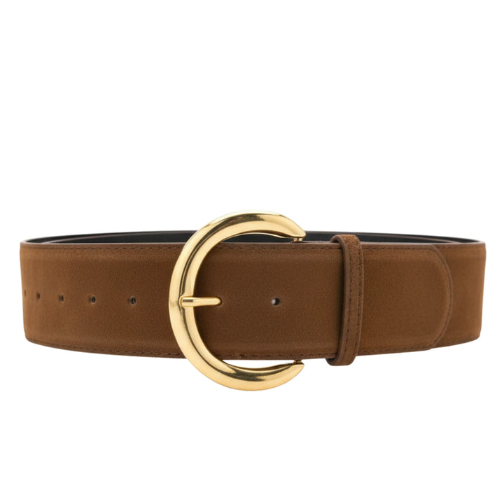 GIANNA WIDE SUEDE BELT- BROWN