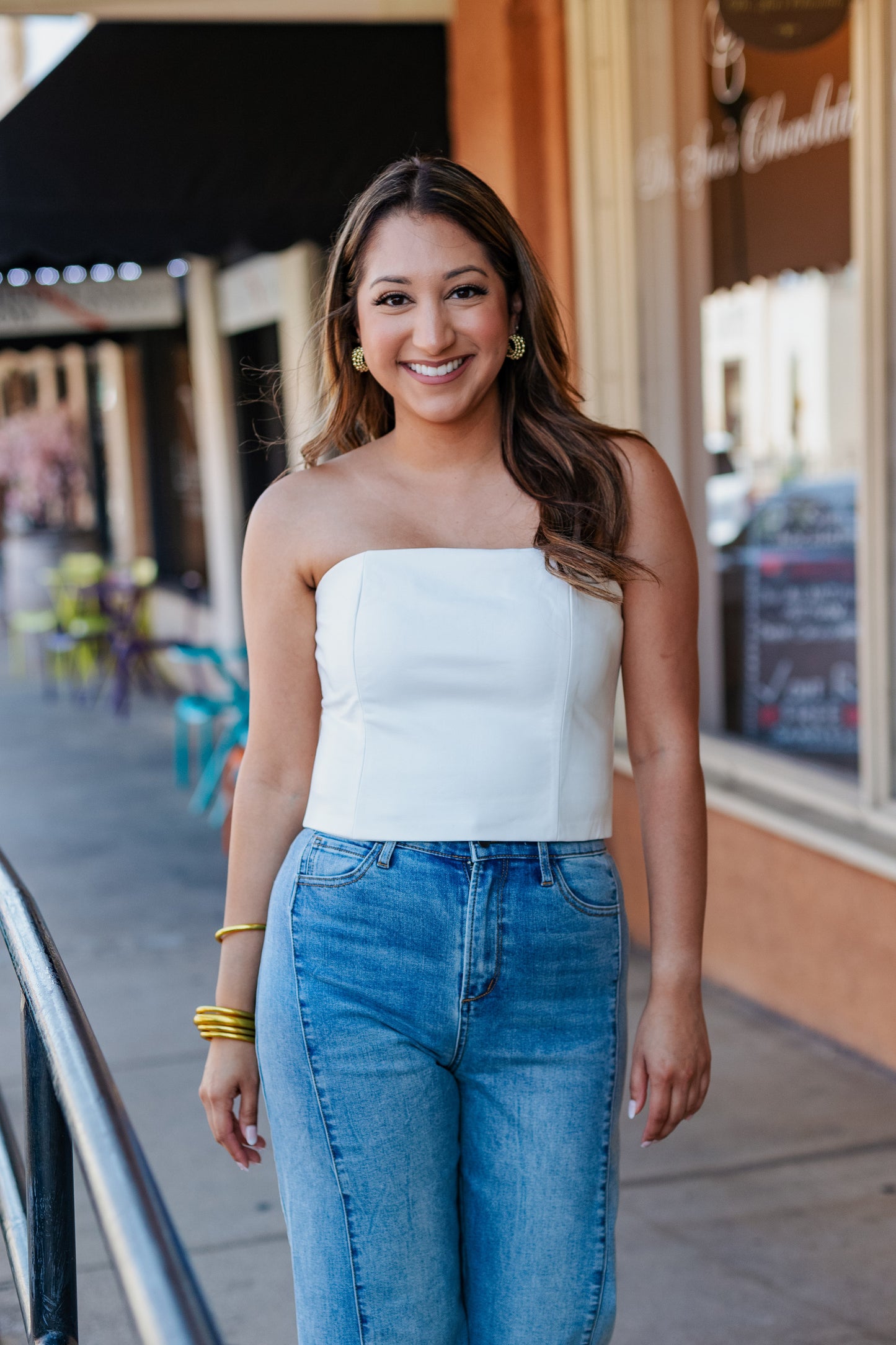 FAUX LEATHER TUBE TOP / WHITE