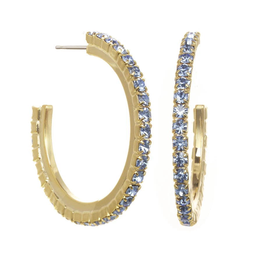 TOVA: SLIM HOOP EARRING- LIGHT SAPPHIRE