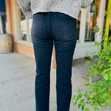 RISEN: High Rise Crop Straight Leg Jean / Black