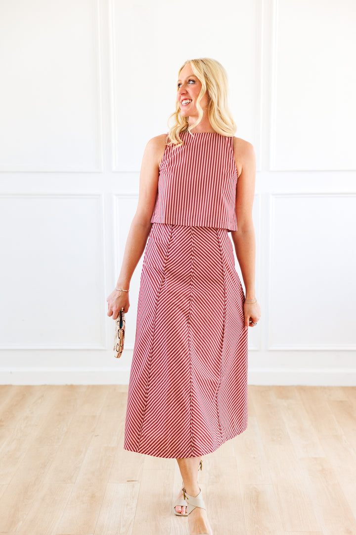 PINK &amp; BROWN STRIPE TANK