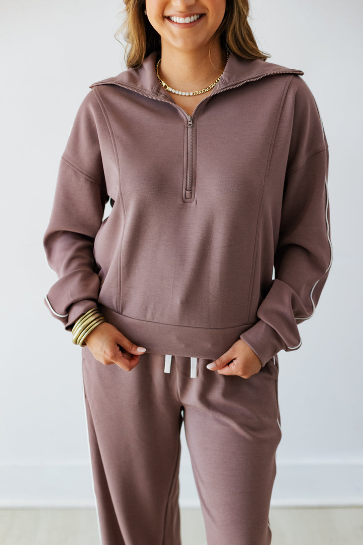 THREAD & SUPPLY: REGALIA PULLOVER JACKET- EGGPLANT/IVORY