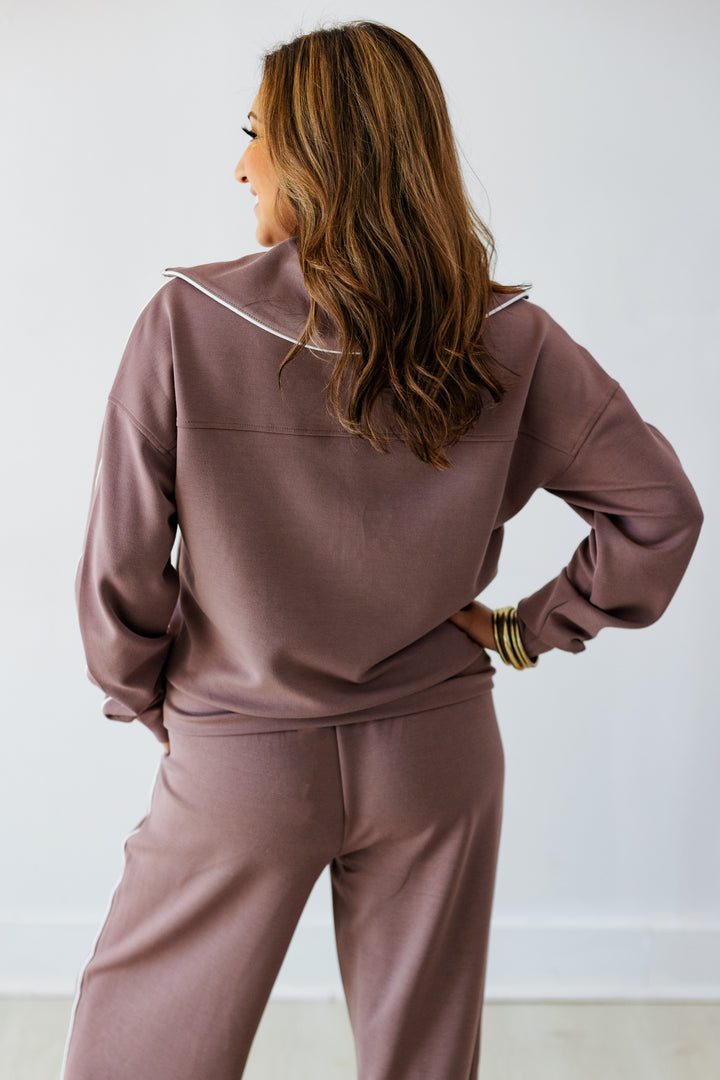 THREAD & SUPPLY: REGALIA PULLOVER JACKET- EGGPLANT/IVORY