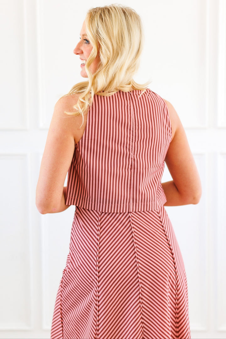 PINK &amp; BROWN STRIPE TANK