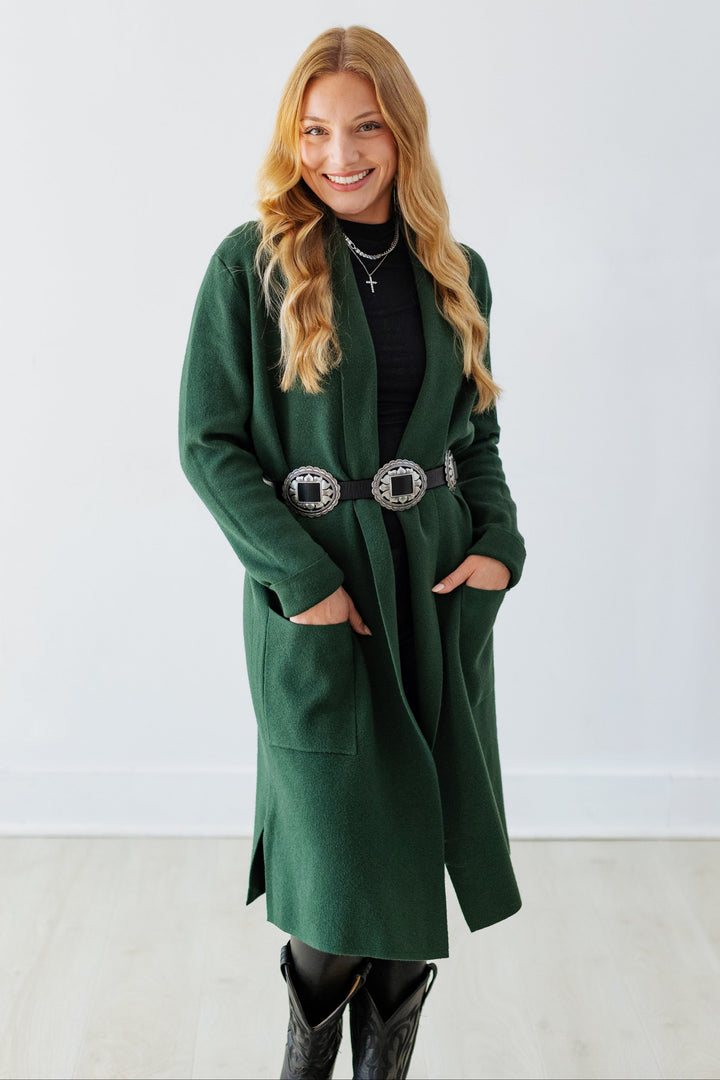 PINE GREEN KNIT COATIGAN