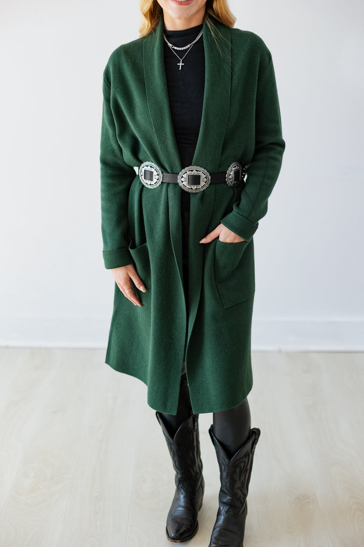 PINE GREEN KNIT COATIGAN