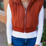 Camel Puffed Up Quilted Vest