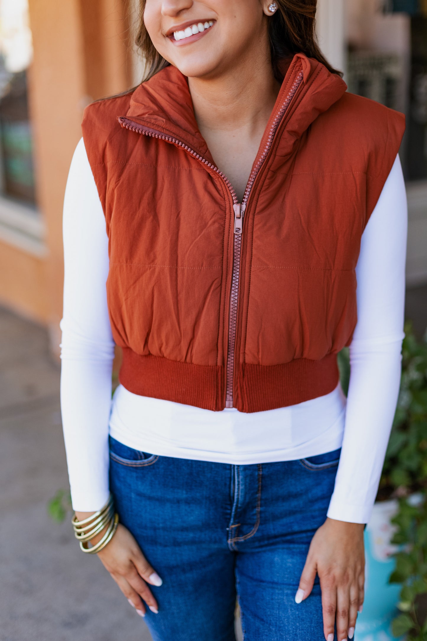 Camel Puffed Up Quilted Vest