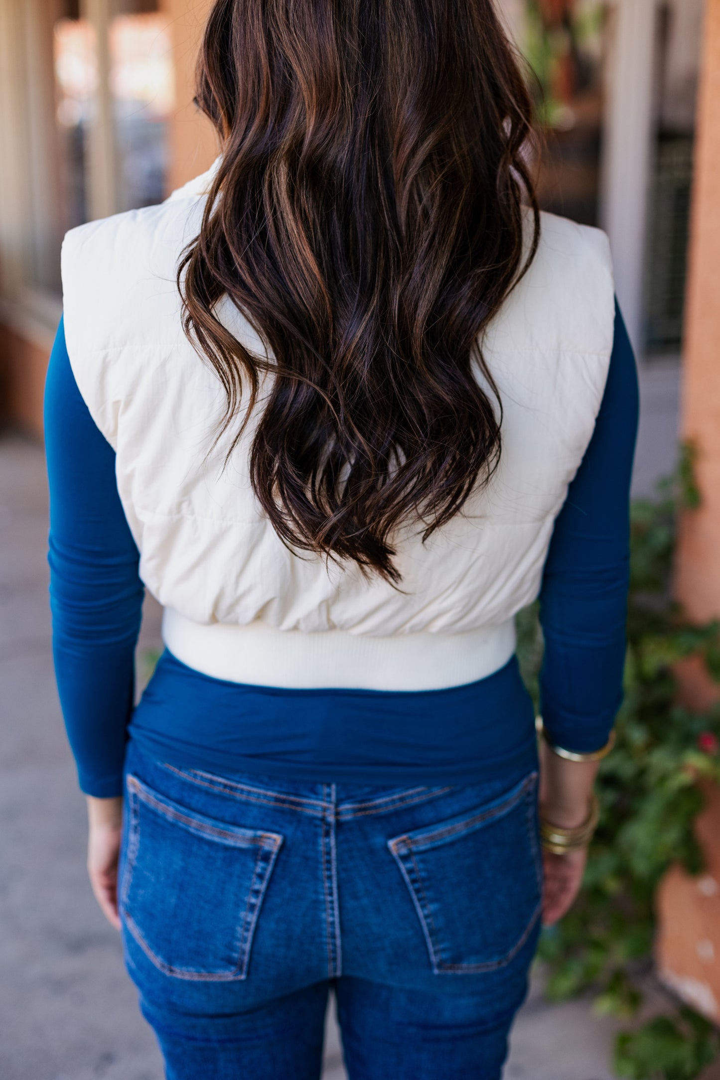 Cream Puffed Up Quilted Vest