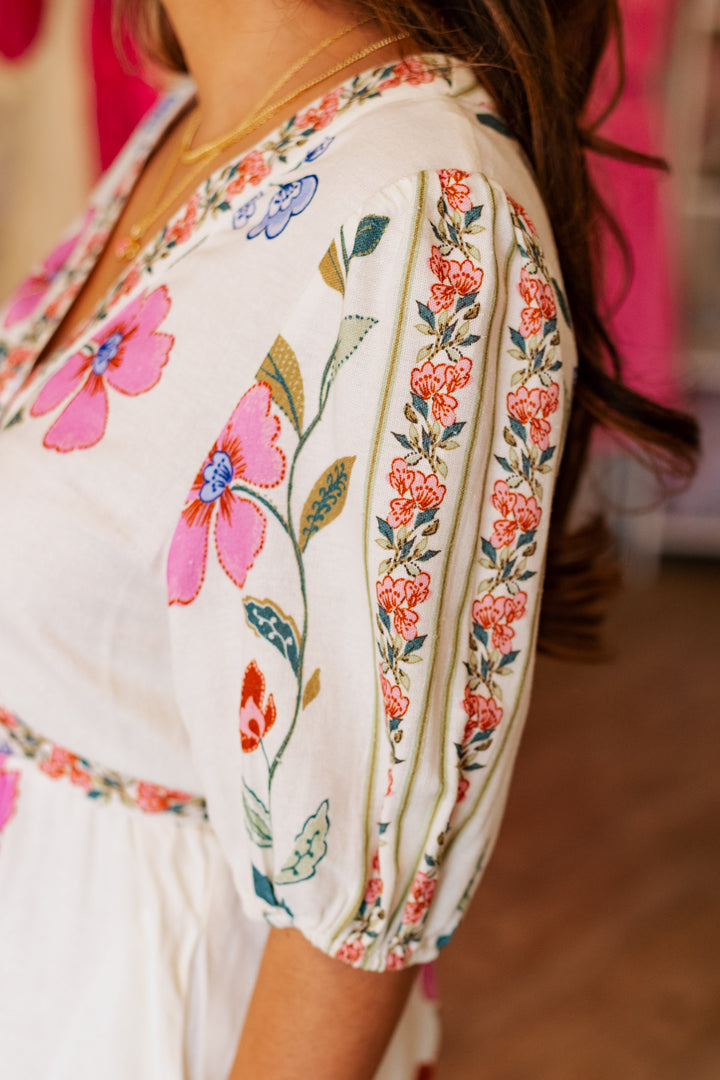 LINEN FLORAL ROMPER