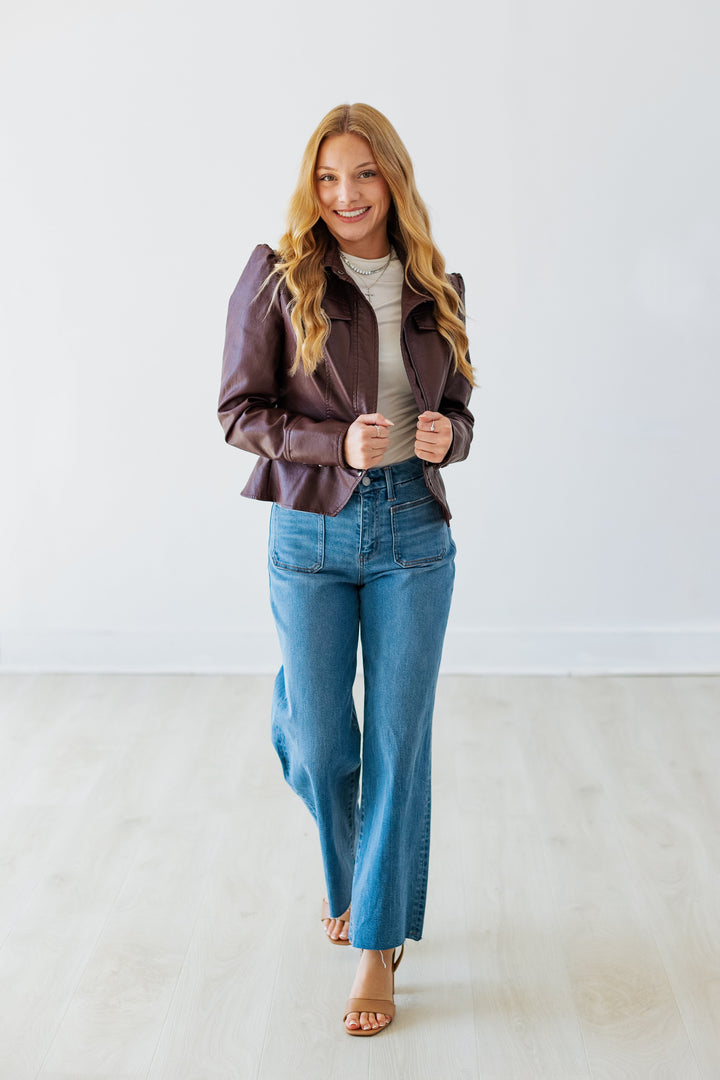 VERVET: HIGHRISE POCKET WIDE LEG JEAN