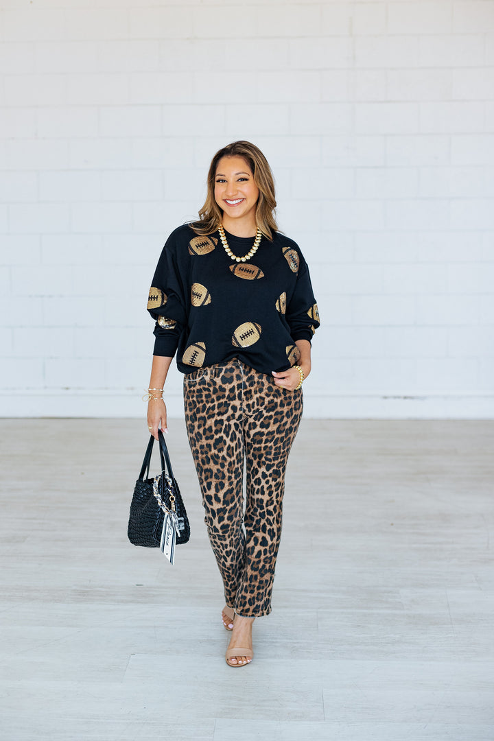 LEOPARD KICK FLARE JEAN