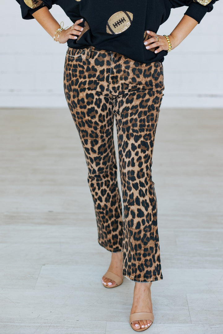 LEOPARD KICK FLARE JEAN