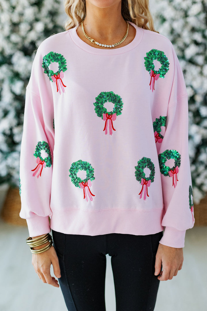 SEQUIN WREATHS SWEATSHIRT