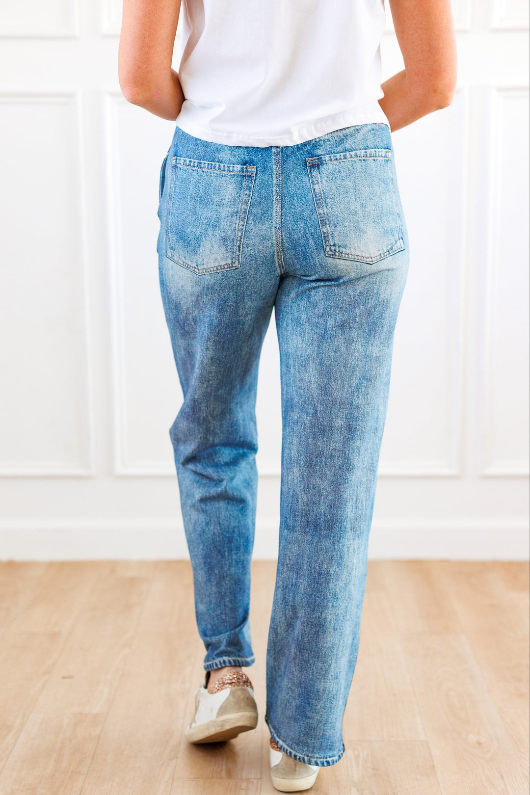 ELAN: DENIM FAUX TRACK SWEATPANT
